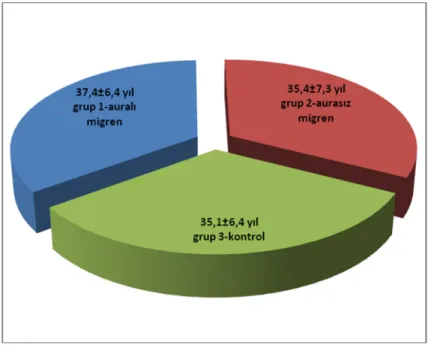 Grafik 1: Grup 1, Grup 2 ve Grup 3’e ait ortalama ± standart sapma yaş değerleri 