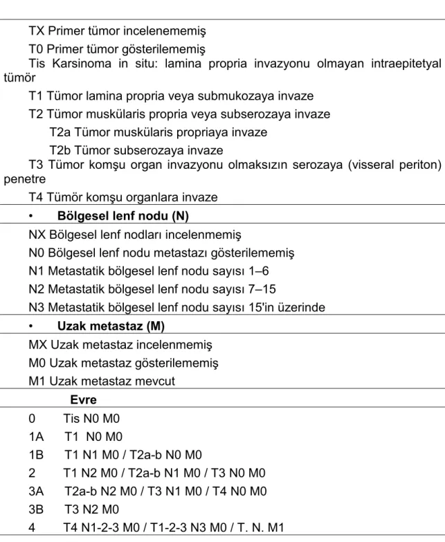 Tablo 2. Histopatolojik sınıflandırma  