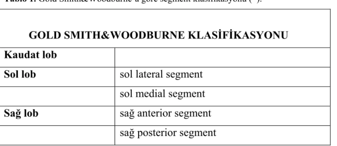 Tablo 1. Gold Smith&amp;Woodburne’a göre segment klasifikasyonu (*). 