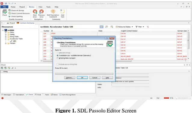 Figure 1. SDL Passolo Editor Screen  