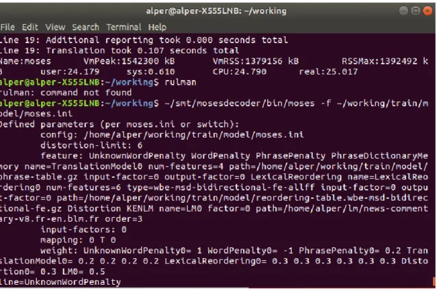 Figure 10 An example from Linux terminal showing how to initiate the engine 