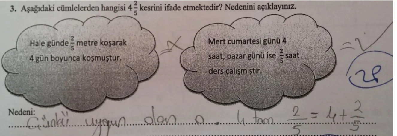 Şekil 6. 1 numaralı öğrencinin 3. soruya son testte verdiği cevap 