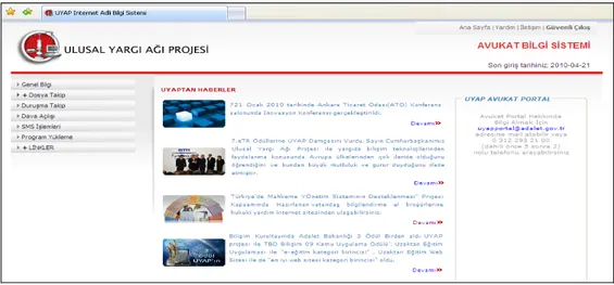 Şekil 9: Avukat Bilgi Sistemi Ekranı  Kaynak: www.uyap.gov.tr 