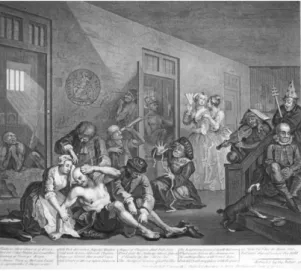 Şekil 3. Bedlamın İçerisi, A Rake's Progress dan alıntı , William Hogarth, 1763 