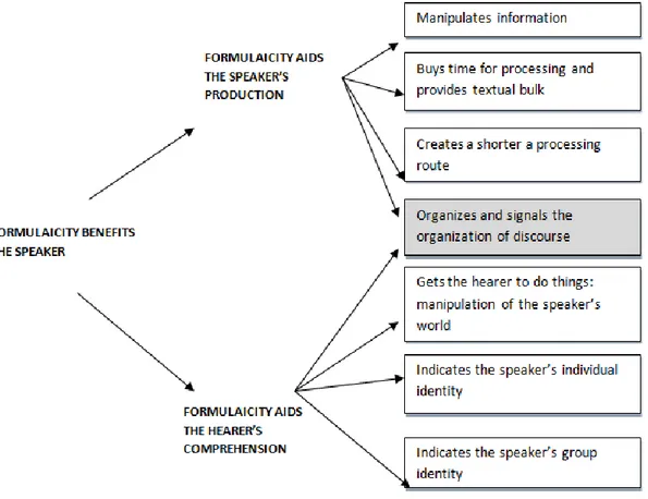Figure 2.1 Functions of formulaic sequences (Wray, 2002, p.97) 