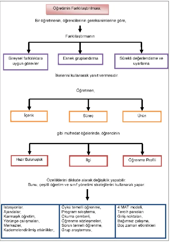 Şekil 1. Farklılaştırılmış öğretim yaklaşımı süreçleri (Tomlinson, 2014). 