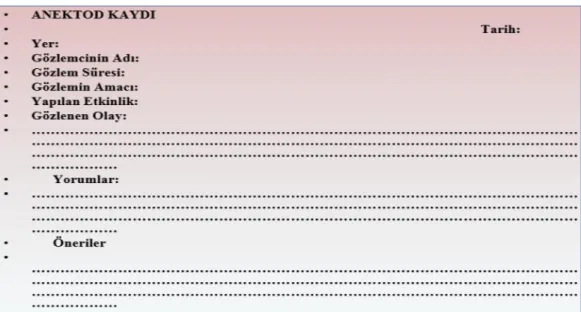 Şekil 5. Anekdot kaydı örneği 
