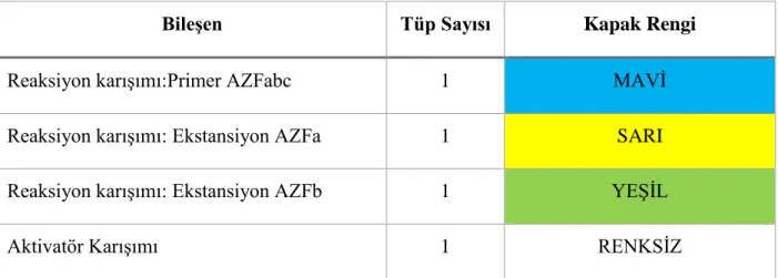 Tablo 6. ChromoQuant AZF PCR kitinin bileşenleri 