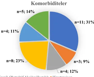 Şekil 4. Hastaların eşlik eden komorbiditelere göre dağılımları (n=35) 