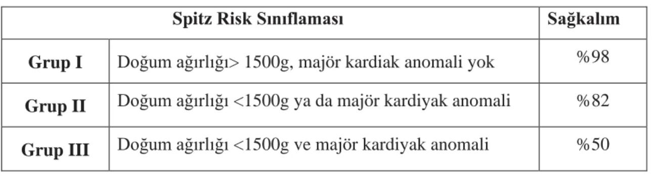 Tablo 2.  Spitz Risk Sınıflaması