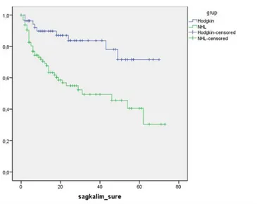 Şekil 3 HL ve NHL OHKHN sonrası sağkalım süresi  