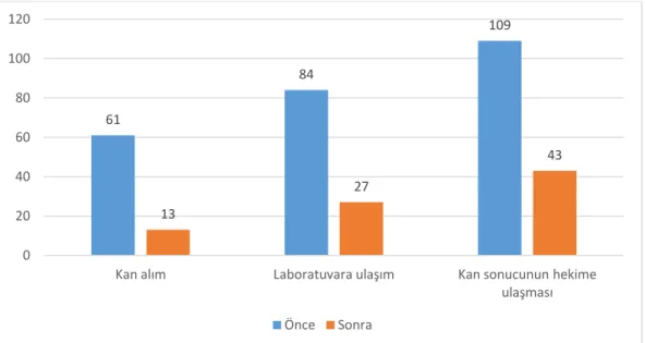 Grafik 9 22  130 7  40 0 20 40 60 80 100 120 140 Triaj Görüntüleme Önce Sonra 61 84 109 13 27  43 0 20 40 60 80 100 120 