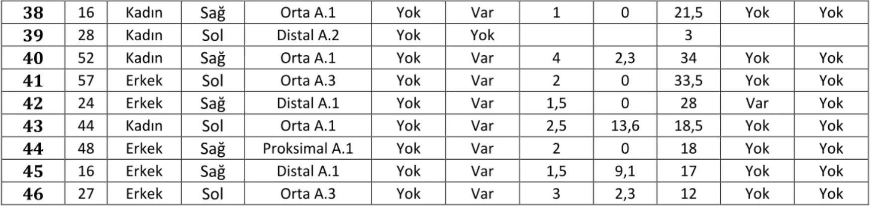 Grafik 2: Kırık tiplerinin dağılımı 