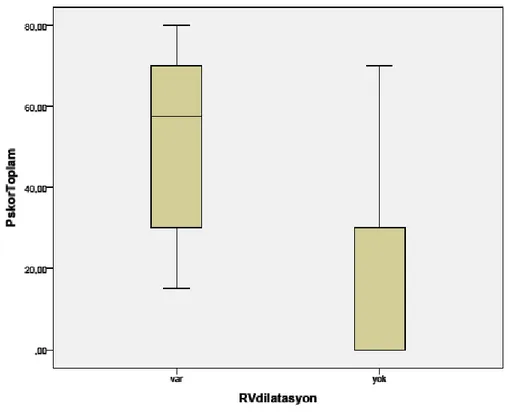 Grafik 4: Toplam P skoru ile RV dilatasyonu box plot grafiği 