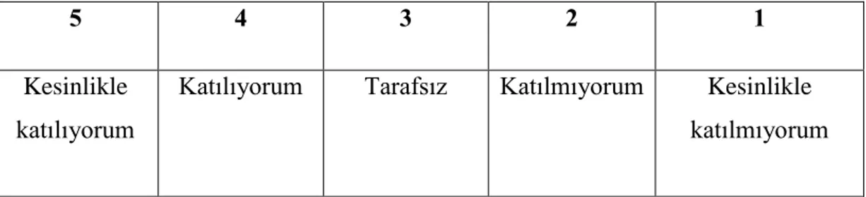 Tablo 3.1. Onay seviyelerinin Likert ölçeğine göre dağılımı. 