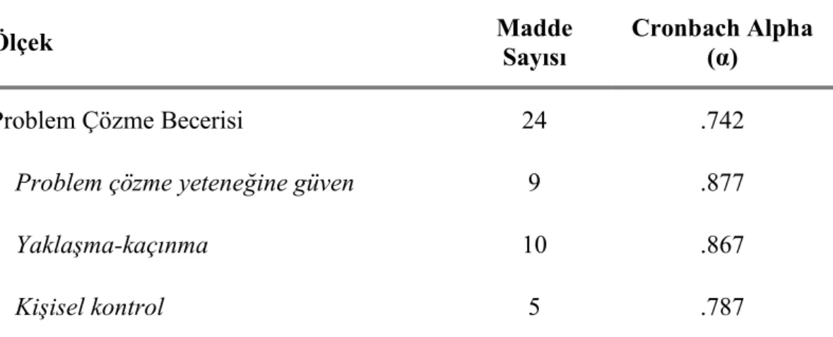 Tablo 3.4. Problem çözme becerisi ölçeğinin güvenilirlik analizi ve bulguları 