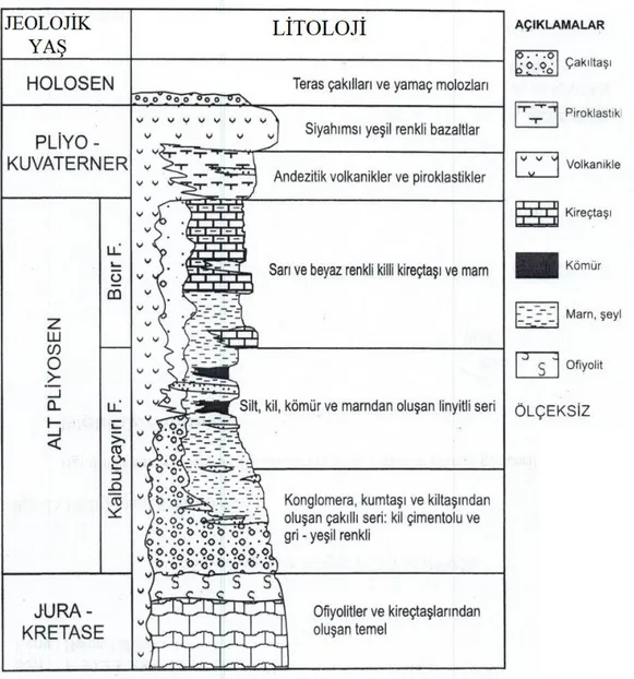 ġekil 3.1. Kangal linyit havzasının genelleĢtirilmiĢ jeolojik haritası 