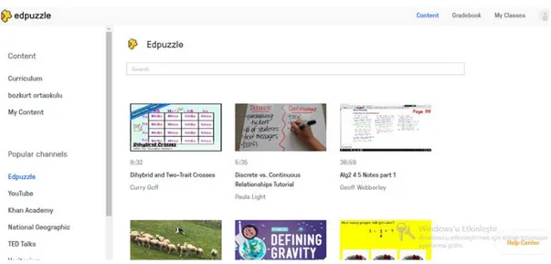 Şekil 3.3. Edpuzzle ana sayfa ekran görüntüsü 