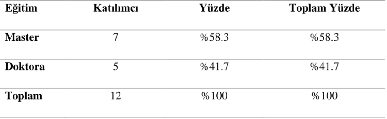 Tablo 3.2. Eğitim Seviyeleri 