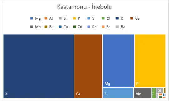 Grafik 4. 7. Kastamonu – İnebolu tohumlarında bulunan makro ve mikro elementler 