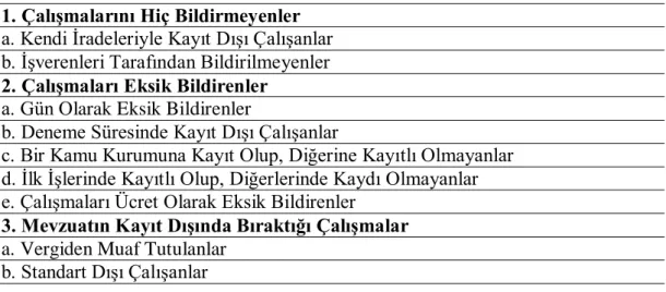 Tablo 2.5. Kayıt dışı istihdam şekilleri 