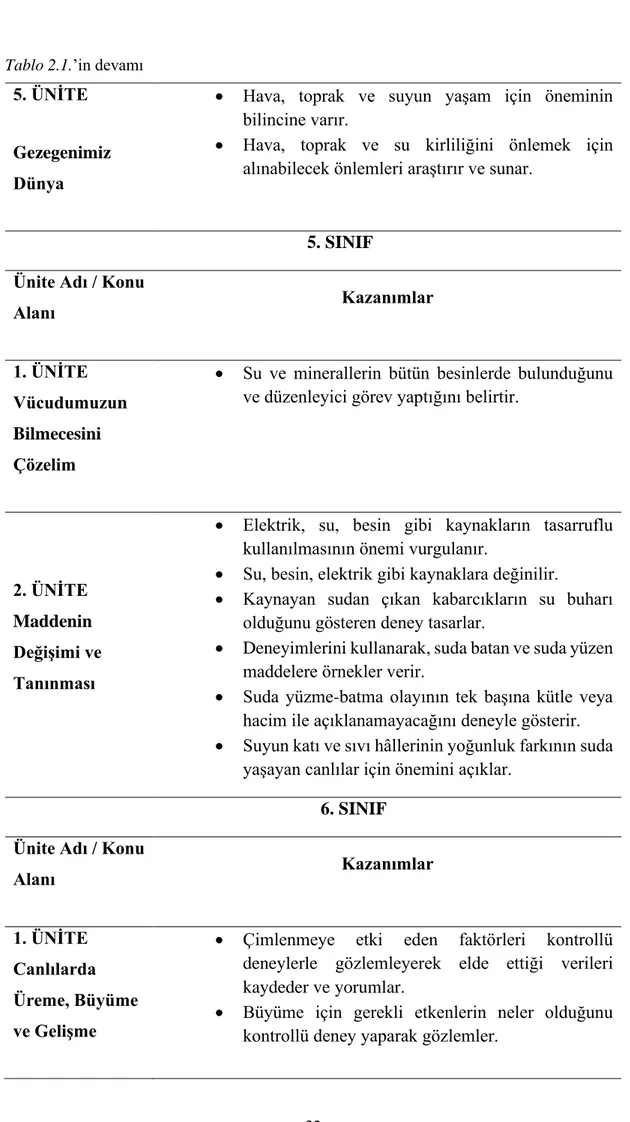 Tablo 2.1.’in devamı 