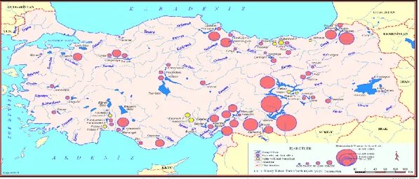 Şekil 1.1. Türkiye Hidroelektrik Santralleri Haritası (DSİ, 2018) 