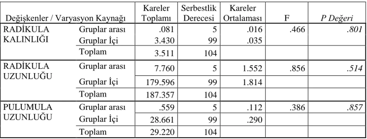 Tablo 4. 2. Petri kaplarında yürütülen denemelerin doz etkisine ait ANOVA testi sonuçları 