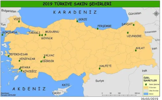 Şekil 5. Türkiye sakin şehir ağı (URL-5, 2019) 
