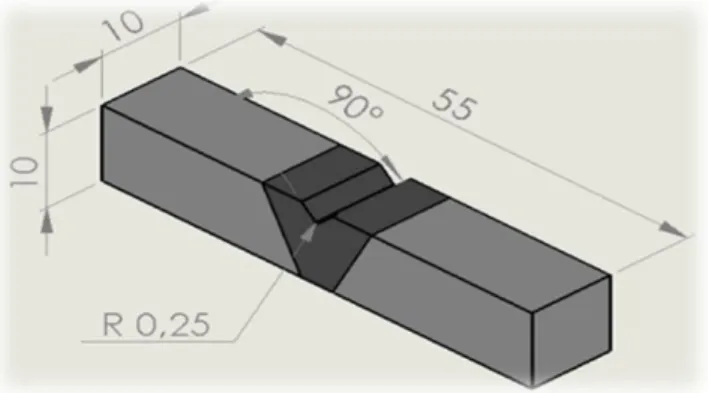 Şekil 3.6. ASTM E23'e göre charpy testi numunesinin ölçüsü 