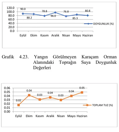 Grafik  4.24.  Yangın  Görülmeyen  Karaçam  Orman  Alanındaki Toprağın Tuz Miktarı Değerleri 