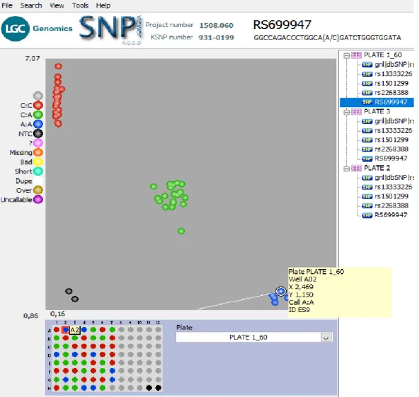 Şekil  4.2. rs699947  nin  AA  genotipi  sergileyen  ES9  nolu hastaya  ait  mavi  veri  noktasının  gösterimi.