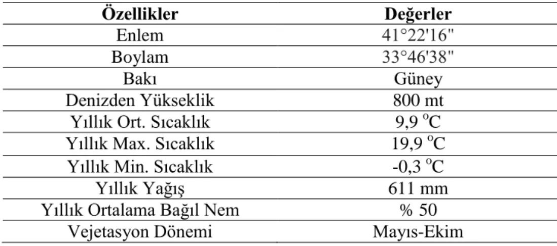 Tablo 3.1. Daday Orman Fidanlığına ait genel bilgiler 