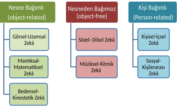 Şekil 2. 2. Çoklu zekâ kuramını oluşturan zekâ alanlarının gruplanması