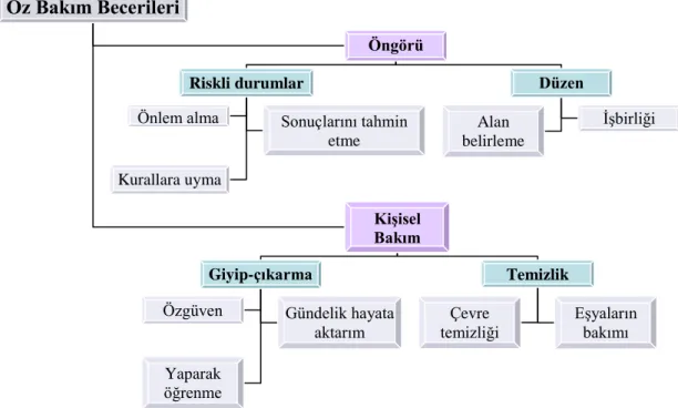 Şekil 4. Öz bakım becerilerine ait kod ve temalar 