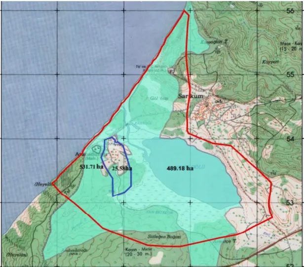 Şekil 3.6. Araştırma alanının sınırlarını gösterir harita    
