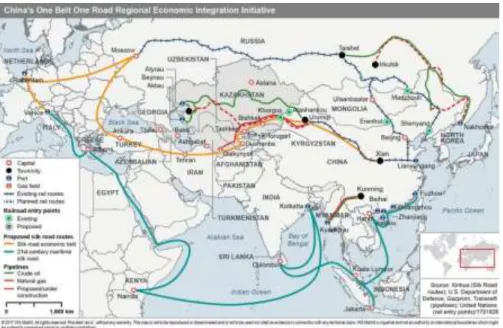 Şekil 6. OBOR Projesinin güzergâhları 