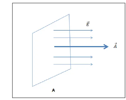 Şekil 2.4.   (Yüzey alan)  ve   (Elektrik Alan)’nin birbirine paralel olduğu durum 