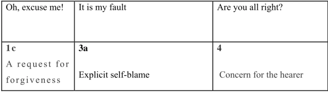 Table 3.5. Sample Coding Table for Apologies 