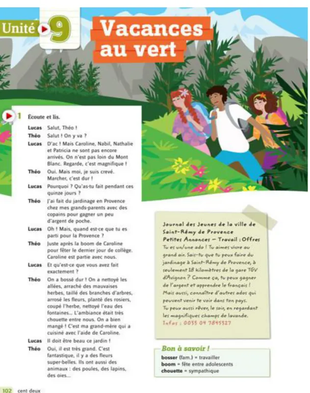 Figure 7. Vacances au vert. Adapté de "Vite 2", Crimi, A. M., Blondel, M. &amp; Hatuel, D.,  2011, p