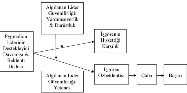 Şekil 5: Đşgörenlerin Pygmalion Lider Algısı ve Lider Çabalarını Kavrayışı Modeli  Kaynak: Karakowsky, DeGama ve McBey, 2012, s.584 