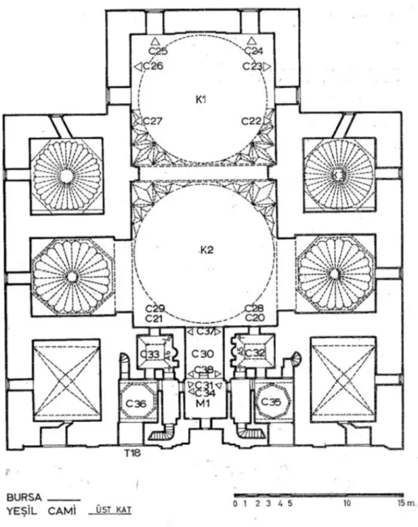 Şekil 2: Bursa Yeşil Cami, Üst Kat (Ayverdi, C:2, 1989:22) 