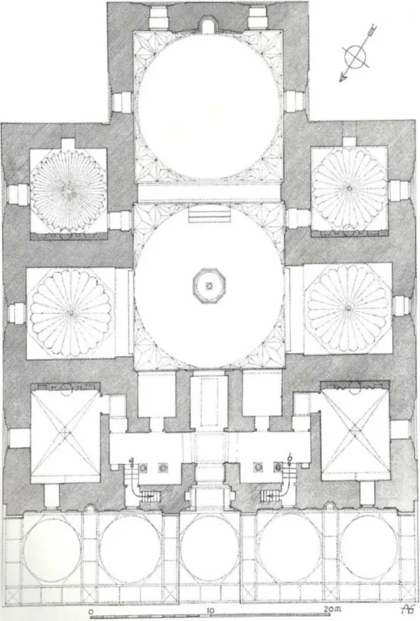 Şekil 3: Bursa Yeşil Cami Giriş Kat Planı (Gabriel; 1958:55) 
