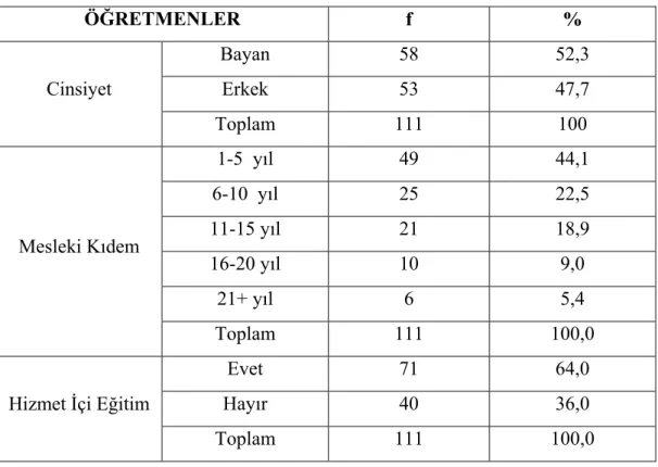 Tablo III-1. Evrene İlişkin Bulgular 