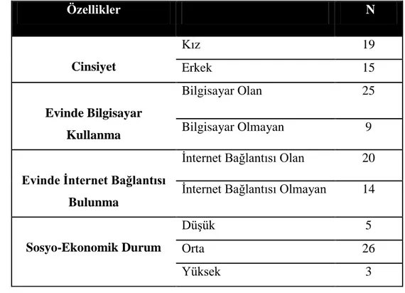 Tablo 3: Öğrenci Demografik Özellikleri 