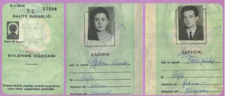 ġekil 9: 1967 yılına ait bir evlenme cüzdanı  