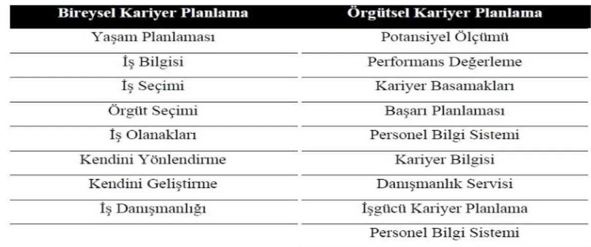 Tablo 2.6.1. Bireysel ve Örgütsel Kariyerin Farkı. 
