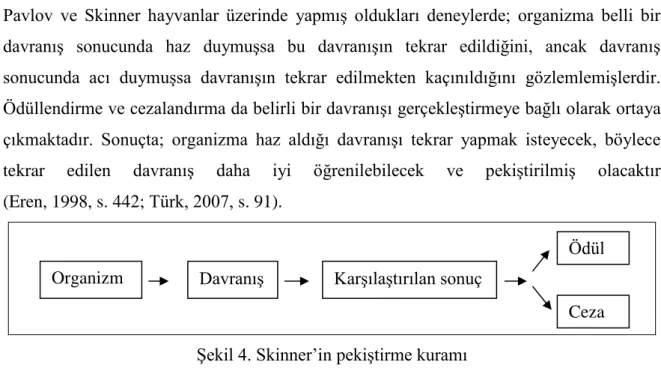 Şekil 4. Skinner’in pekiştirme kuramı   (Kaynak: Koçel, 1989, s. 312) 