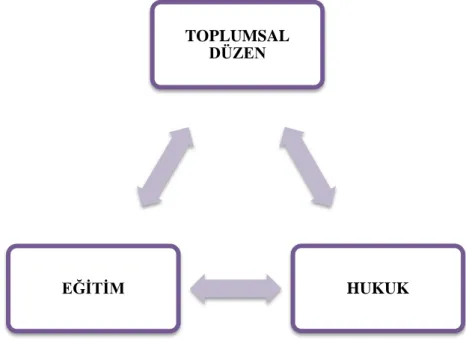 Şekil 1. Eğitim, hukuk ve toplumsal düzen ilişkisi  TOPLUMSAL 