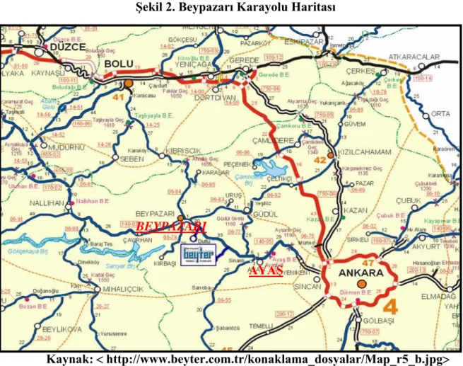 Şekil 2. Beypazarı Karayolu Haritası 